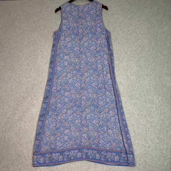 J. jill Border Print Maxi Dress In Clear Blue Gentle Paisley Border Size Large - Picture 5 of 9